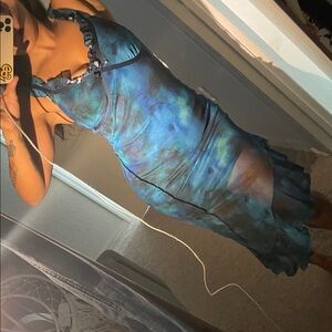 Mesh asymmetrical dress